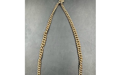 A 9ct gold Albert chain, curb link chain with lobster clasps...