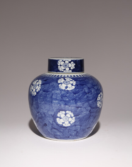 A CHINESE BLUE AND WHITE OVOID VASE AND COVER