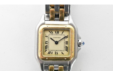 A Cartier Panther, quartz, ladies, gold and stainless steel ...