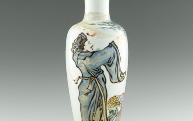 A Chinese famille rose vase with Zhong Kui, Republic period