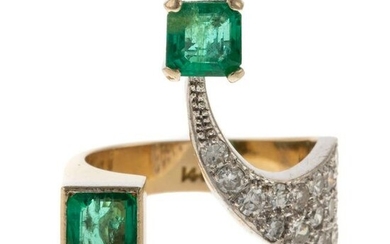 A Contemporary Emerald & Diamond Ring in 14K