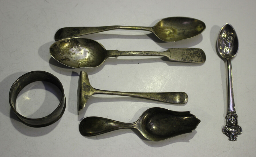 A Dutch silver caddy spoon, circa 1869, with stylized leaf shape bowl and tapering handle, maker