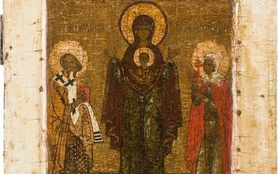 A FINE ICON SHOWING THE MOTHER OF GOF OF THE SIGN