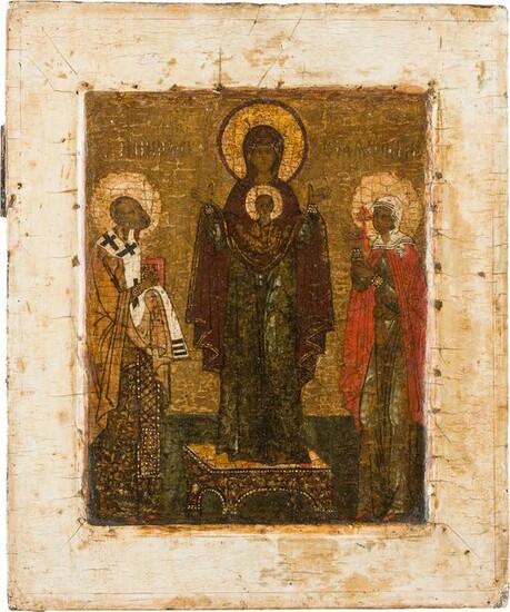 A FINE ICON SHOWING THE MOTHER OF GOF OF THE SIGN