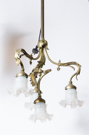 A FRENCH ART NOUVEAU BRASS CHANDELIER EARLY 20TH CENTURY