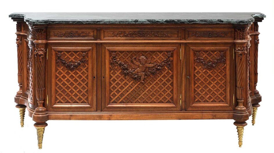 A French Louis XVI-style carved beech side cabinet
