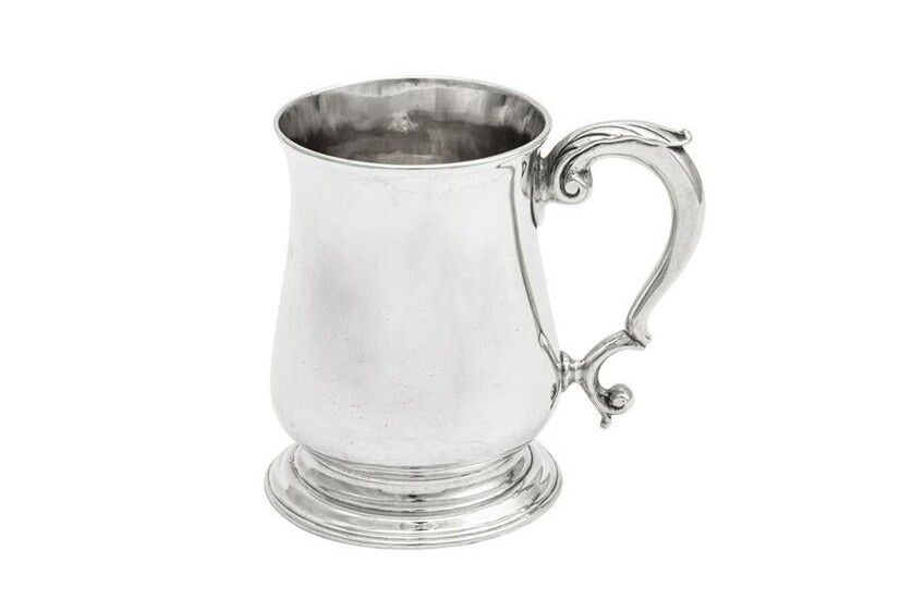 A George II sterling silver half pint mug, London 1753