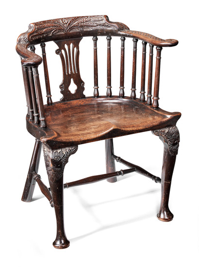 A George III mahogany low-back Windsor armchair, probably Irish, circa 1760