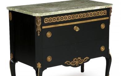 A Gustavian style ebonized chest of drawers. Sweden, 20th century. H. 83...