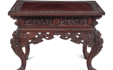 A Japanese Export Carved Hardwood Table