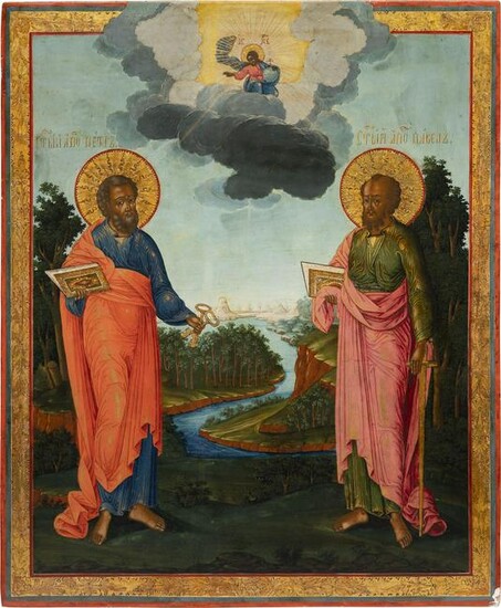 A LARGE ICON SHOWING THE APOSTLES PETER AND PAUL
