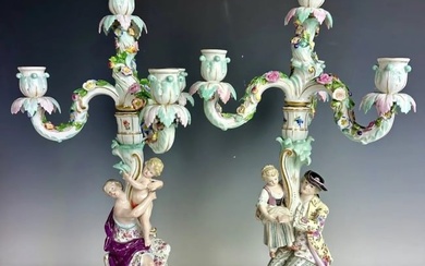 A LARGE PAIR OF 19TH C. MEISSEN CANDELABRA