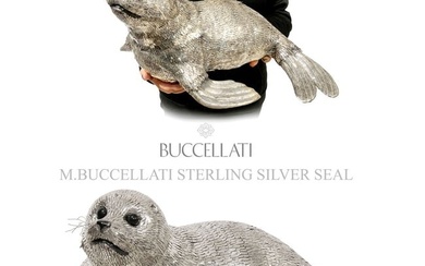 A Large Italian Mario Buccellati Sterling Silver Lion Sea Figurine, Signed