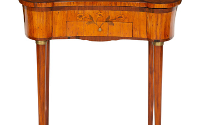 A Louis XVI Tulipwood and Marquetry Gilt Bronze-Mounted Sewing Table