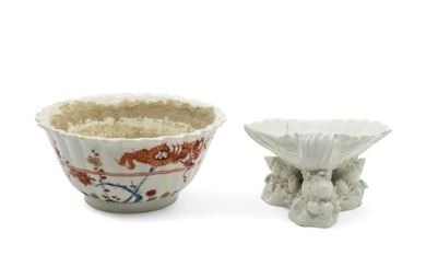 A MID 18TH CENTURY SHELL FORM SALT Together with a Kakiemon ...