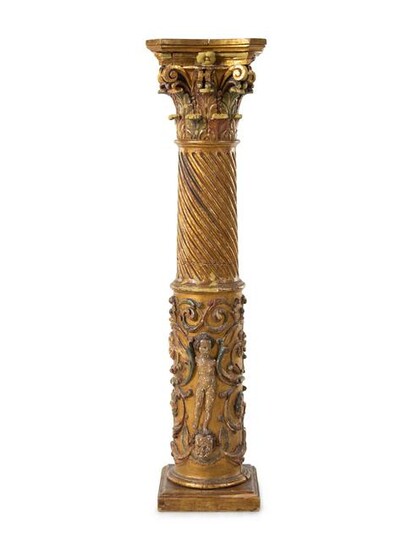 A Neoclassical Gilt and Polychrome Decorated Carved