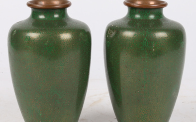 A PAIR OF CHINESE CLOISONNE VASES.