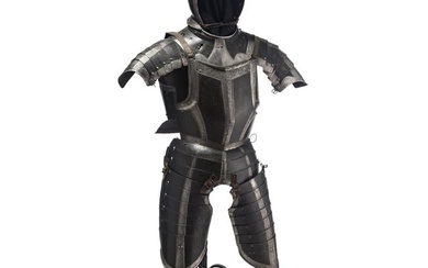 A South German black and white half armour with etched bands for a man-at-arms, circa 1560