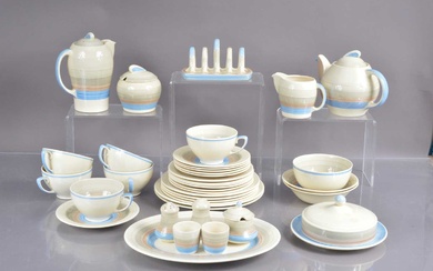 A Susie Cooper Art Deco pottery breakfast set in "Wedding Ring" pattern circa 1921