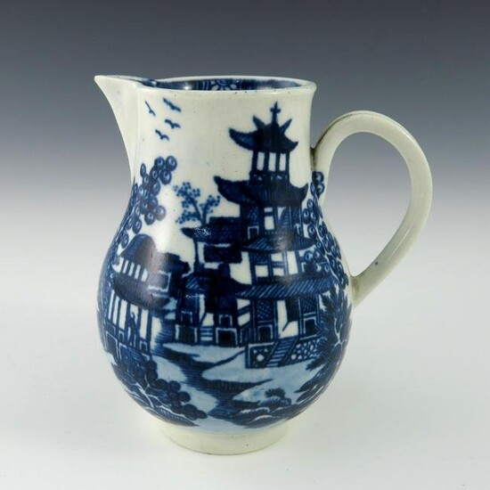 A Worcester blue and white jug, circa 17