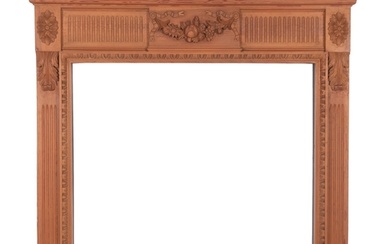 A carved pine fire surround in George III style, second half...