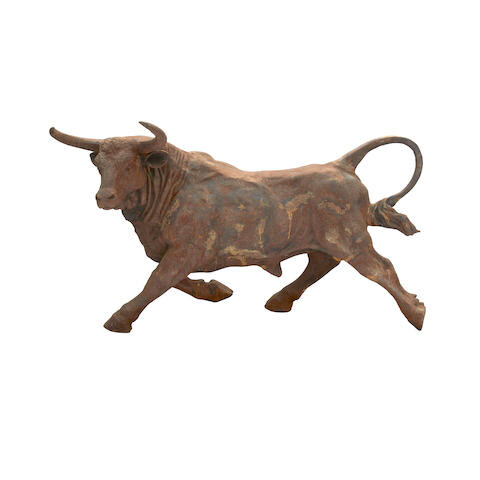 A cast iron figure of a bull