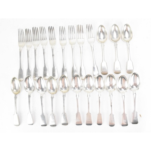 A collection of George III and Victorian silver flatware, co...