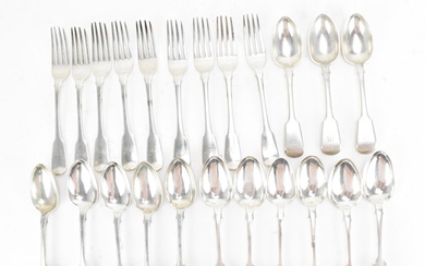 A collection of George III and Victorian silver flatware, co...