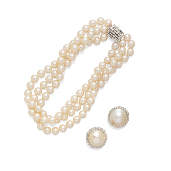A collection of mabé pearl and cultured pearl jewelry, French