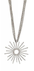 A diamond 'sunbeam' pendant, the shared claw-set...