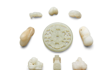 A group of nine small jade carvings