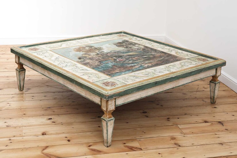 A large Continental painted wood coffee table