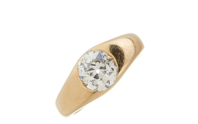 A late Victorian 18ct gold old-cut diamond single-stone band...