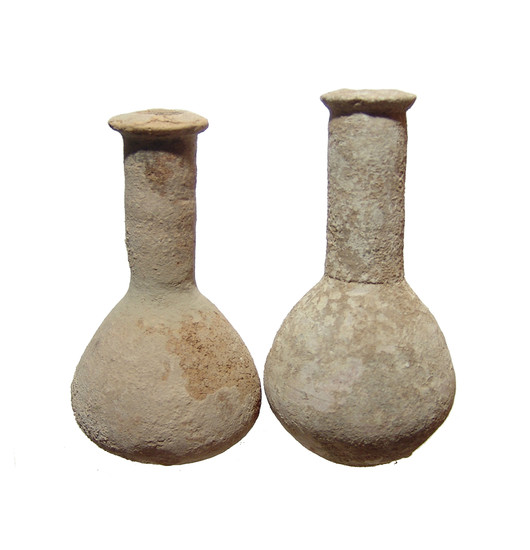A pair of Roman ceramic unguentariums
