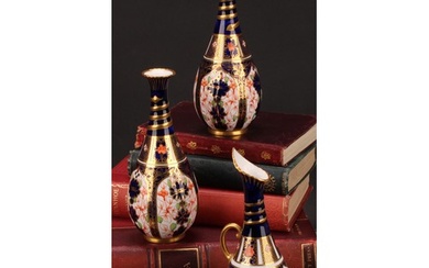 A pair of Royal Crown Derby 1128 Imari pattern ovoid bottle ...