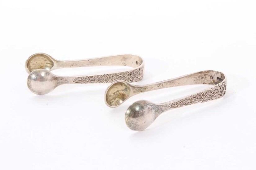 A pair of Victorian Scottish silver miniature tongs