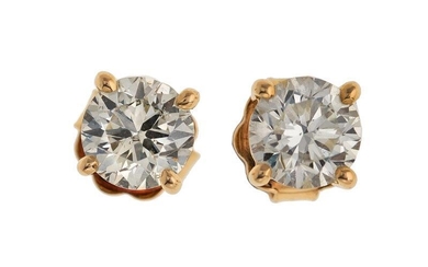 A pair of diamond earstuds, each claw set with a brilliant-cut diamond, post fittings