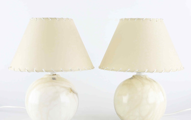A pair of marble table lamps, second half of the 20th century.
