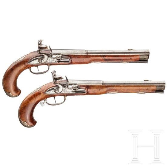 A pair of silver-mounted flintlock pistols, Wittemann in Gießen, circa 1750