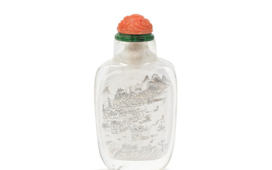 AN INSIDE-PAINTED ROCK CRYSTAL SNUFF BOTTLE Lingnan, circa 1810-1825, signed...