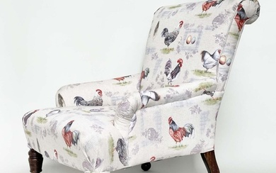 ARMCHAIR, early 20th century mahogany with cockerel and hen ...