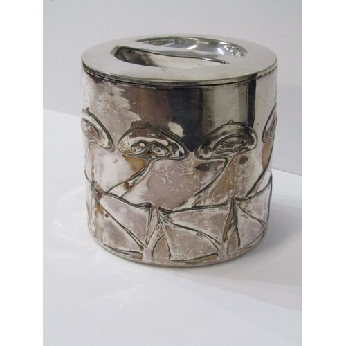 ART NOUVEAU, Tudric plated cylindrical lidded jar, pattern n...