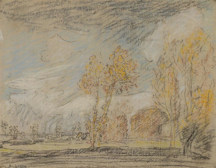 AUGUSTE-LOUIS LEPÈRE (Paris 1848-1918 Domme) An Autumnal Landscape. Color pastels and black chalk...