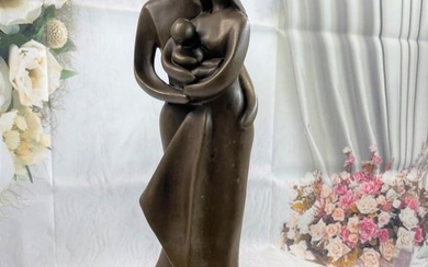 Abstract Loving Couple With Baby Bronze Sculpture