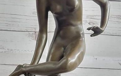 Abstract Posing Nude Female Inspired Bronze Statue - 15" x 9"