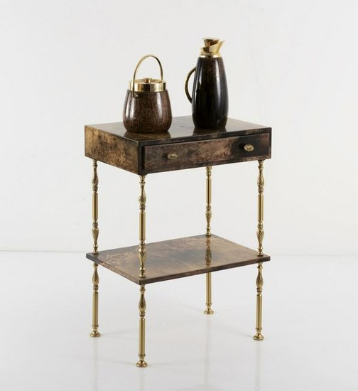 Aldo Tura, Console table, ice bucket and thermos, 1960s