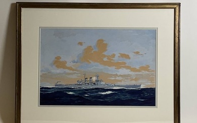 American Warship Painting by Worden Wood