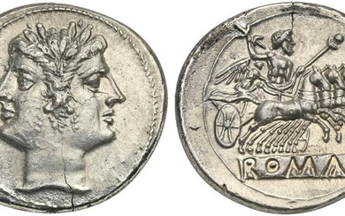 Anonymous, Quadrigatus, Rome, ca. 225-214 BC; AR (g 6,77; mm...