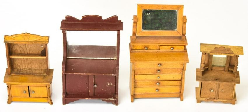 Antique 19th C German Wooden Dollhouse Furniture