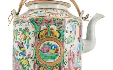 Antique Chinese Rose Medallion Porcelain Teapot